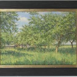 Igor BARKHATKOV (1958) - Russische School, 20e eeuw. 'Zonovergoten tuin'- Een boomgaard in zomer.