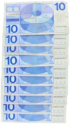 No reserve - Nederland. lot 10 bankbiljetten. Type 1968. - Fraai / Zeer Fraai.
