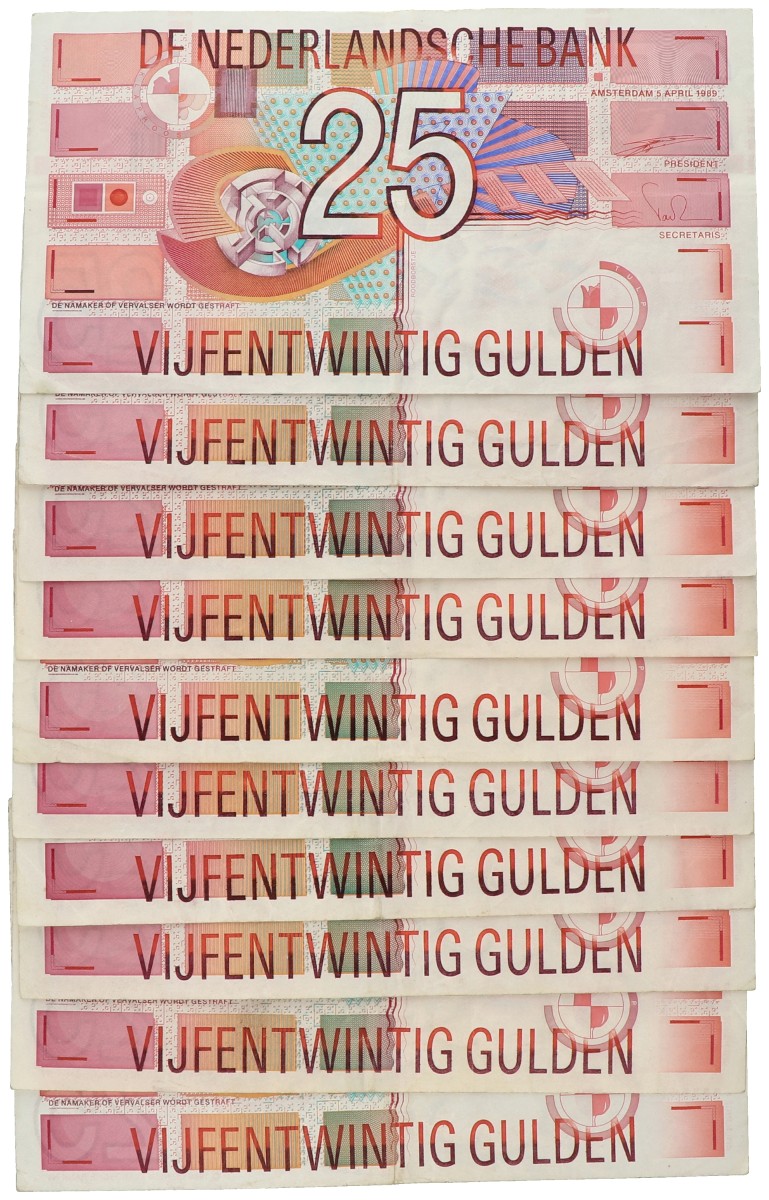 No reserve - Nederland. lot 10 Bankbiljetten. Type 1989. - Zeer Fraai.