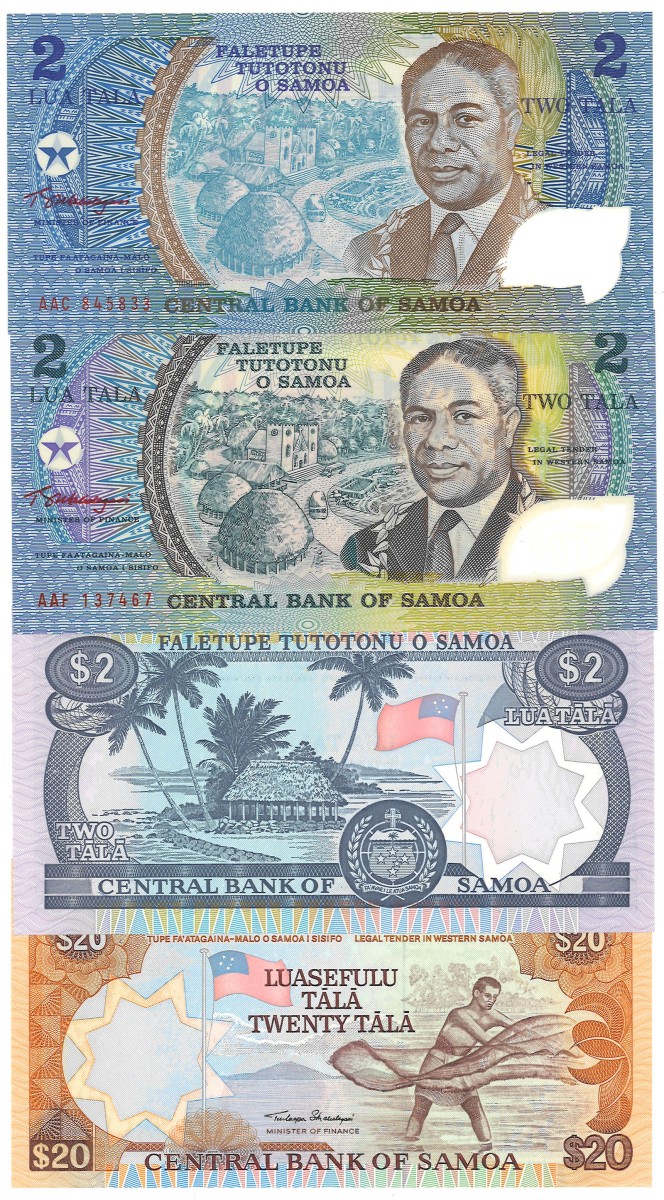 No reserve - Samoa. lot 4 banknotes. Type ND. - UNC.