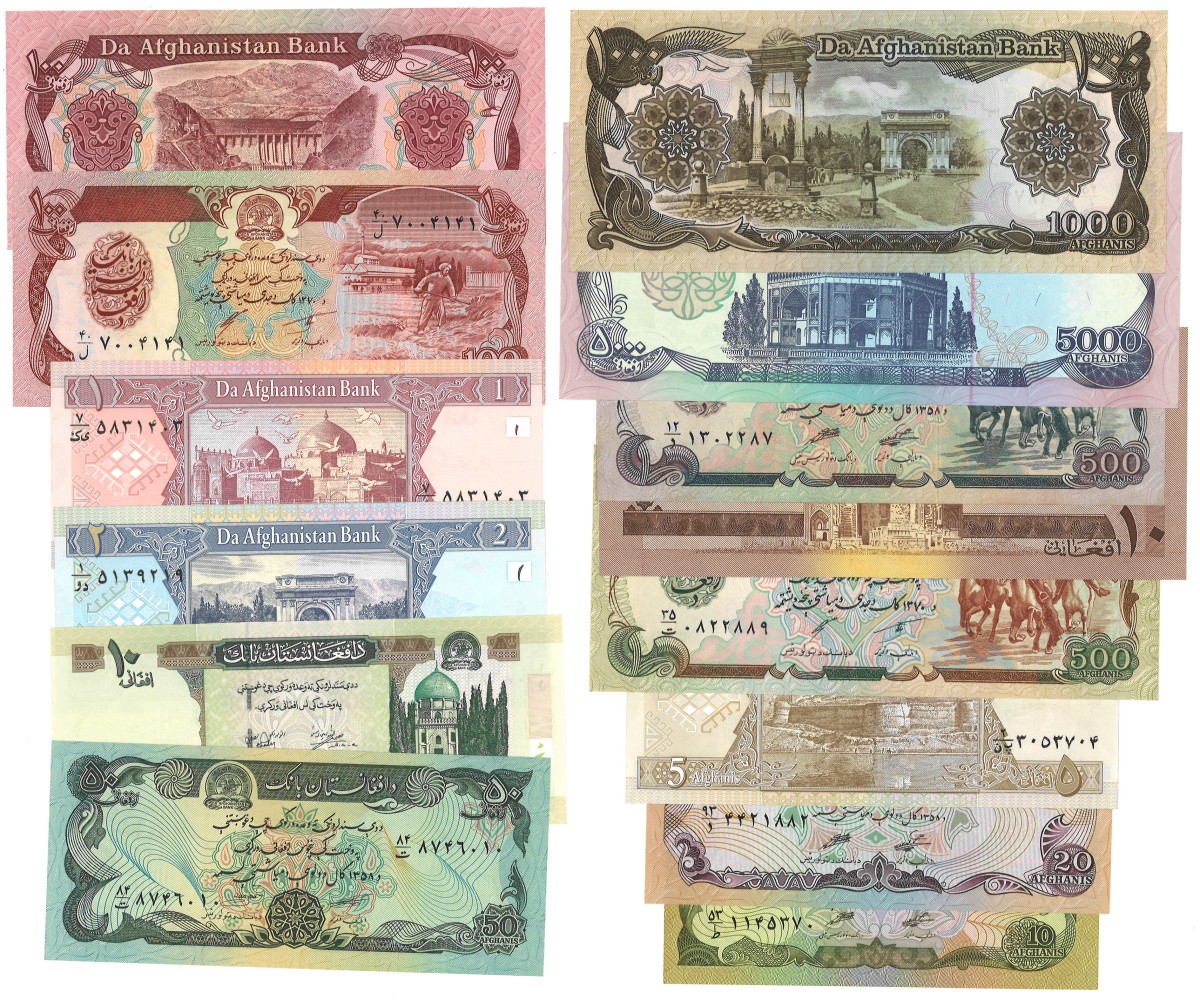 No reserve - Afganistan. lot 14 banknotes. Type ND. - UNC.