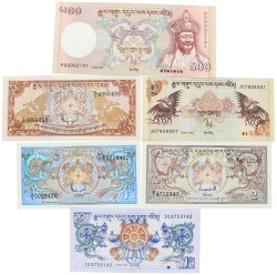 No reserve - Bhutan. lot 6 banknotes. Type 2006. - UNC.