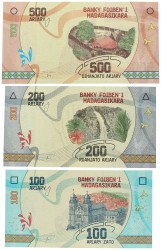 No reserve - Madagascar. lot 3 banknotes. Type ND. - UNC.