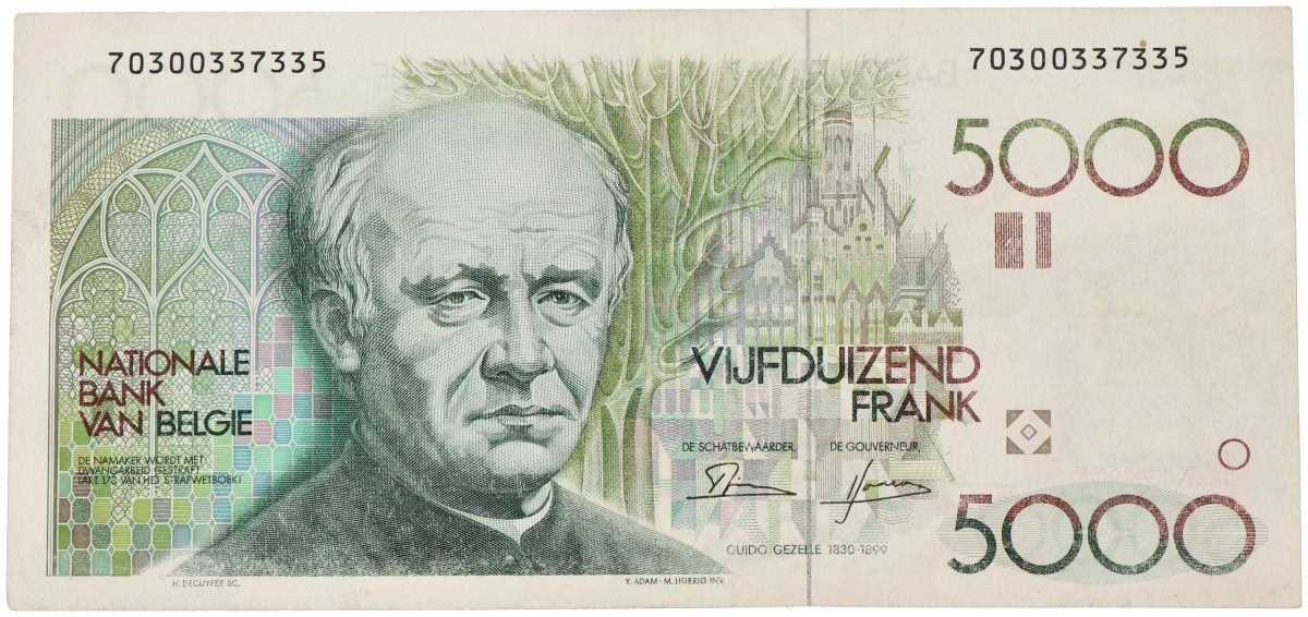 No reserve - Belgium. 5000 Francs. Banknote. Type 1986. - UNC.