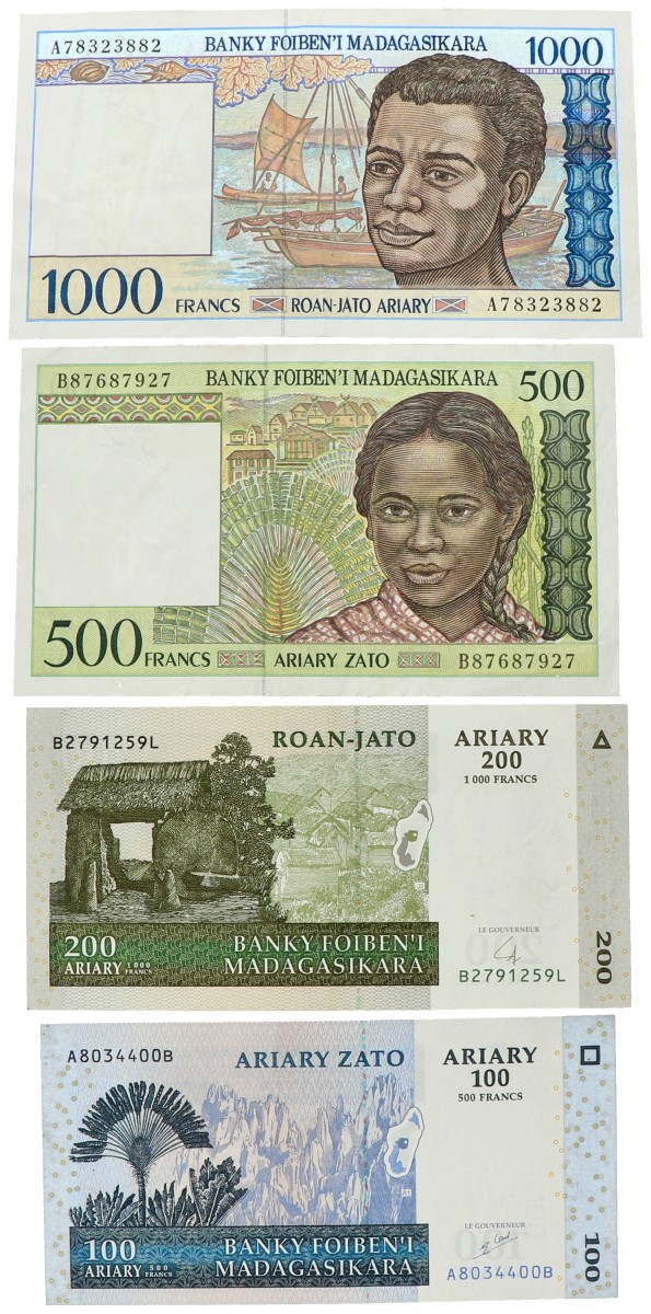 No reserve - Madagascar. lot 4 banknotes. Type 2004. - Extremely fine / UNC.