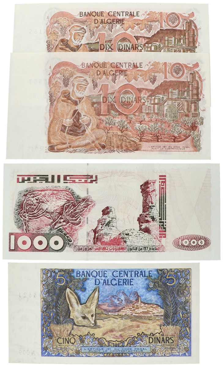 No reserve - Algeria. lot 4 banknotes. Type 1970/1998. - UNC.