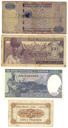 No reserve - Rwanda. lot 4 banknotes. Type 1960/2007. - Very fine.