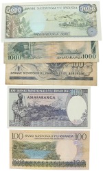 No reserve - Rwanda. lot 5 banknotes. Type 1960/2003. - Very fine / Extremely fine.