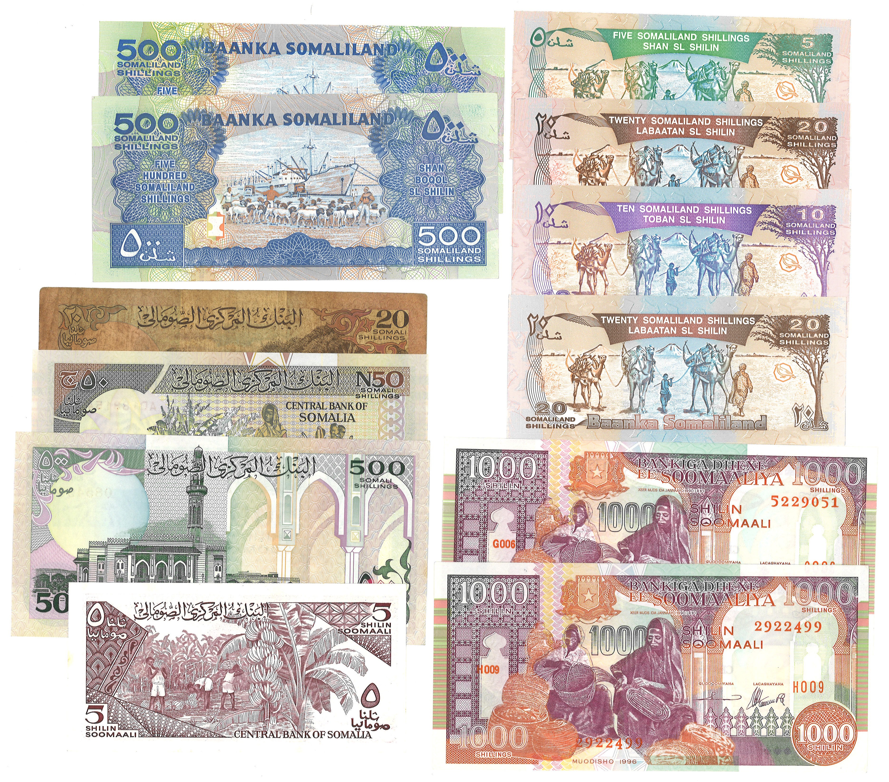 No reserve - Somaliland. lot 12 banknotes. Type 1986/2008. - Extremely fine.