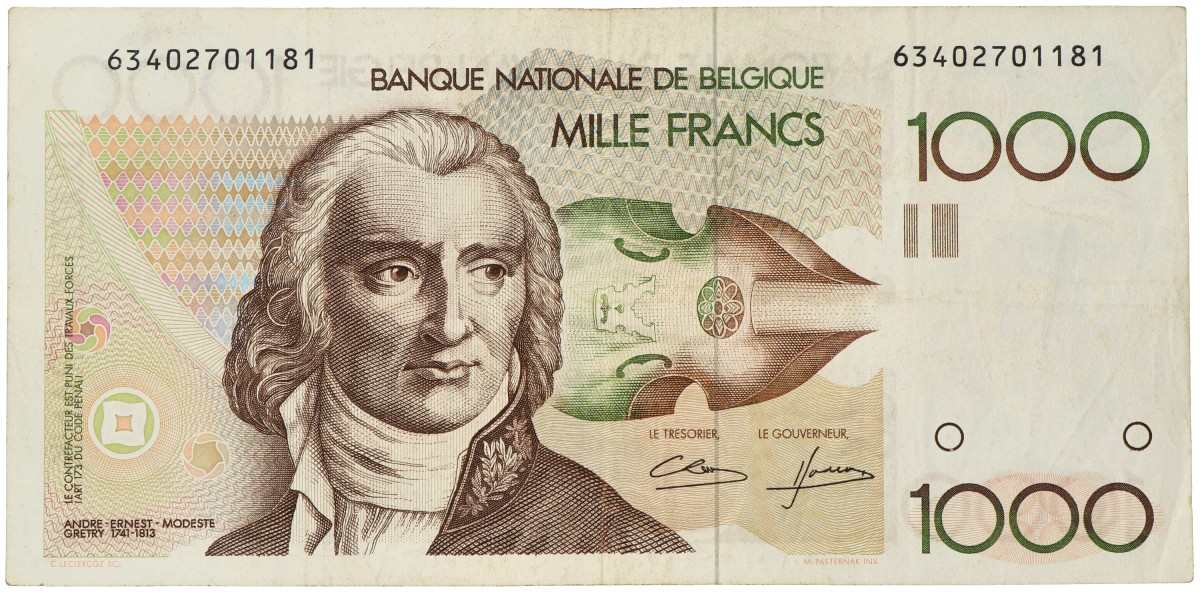 No reserve - Belgium. 1000 francs. Banknote. Type ND. - Very fine.