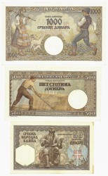 No reserve - Serbia. lot 3 banknotes. Type ND. - UNC.