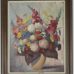 Willem de Kok (Eindhoven 1883 - 1959), Stilleven van bloemen in een vaas.
