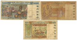 No reserve - Central African States. lot 3 bankontes. Type ND. - Fine.