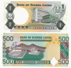 No reserve - Siera Leone. lot 2 banknotes. Type 1984/1995. - UNC.