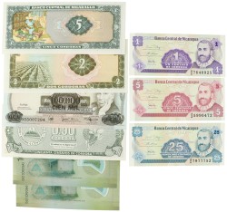 No reserve - Nicaragua. lot 9 banknotes. Type ND. - UNC.