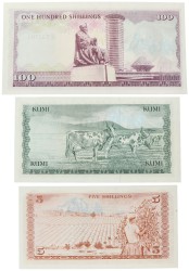 No reserve - Kenya. lot 3 banknotes. Type 1978. - UNC.