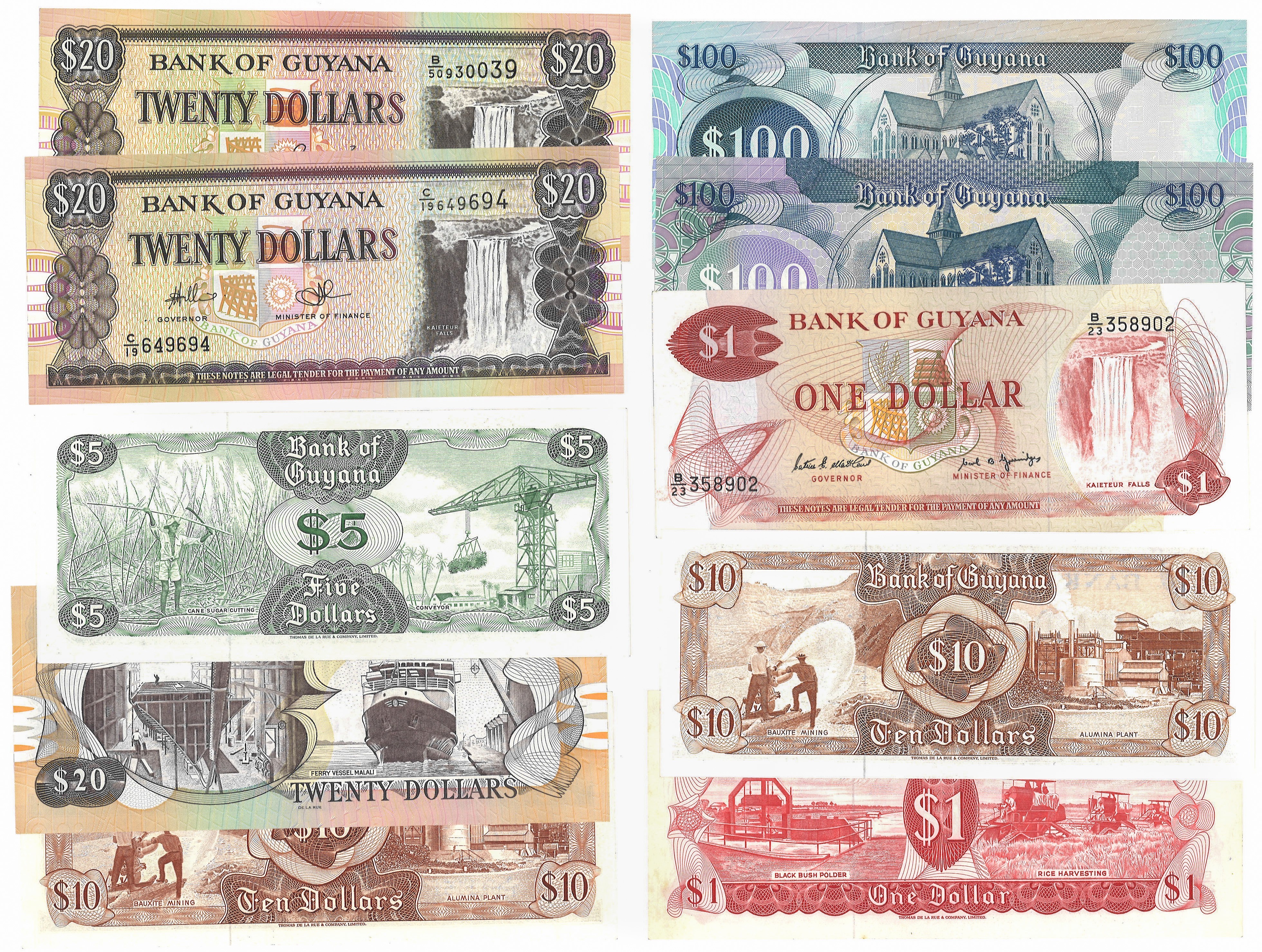 No reserve - Guyana. lot 10 banknotes. Type ND. - UNC.