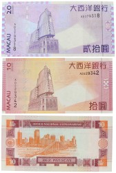 No reserve - Macau. lot 3 banknotes. Type 2003/2005. - UNC.