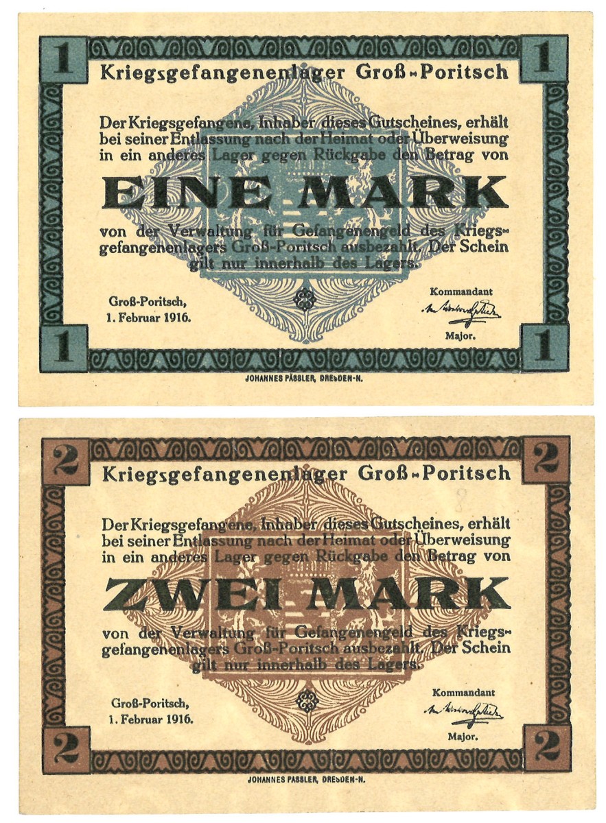 No reserve - Germany. lot 2 banknotes. Type 1916. - UNC.