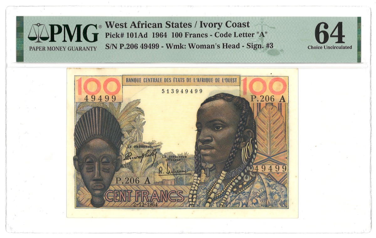 No reserve - West African States / Ivory Coast. 100 francs. banknote. Type 1964. - About UNC.