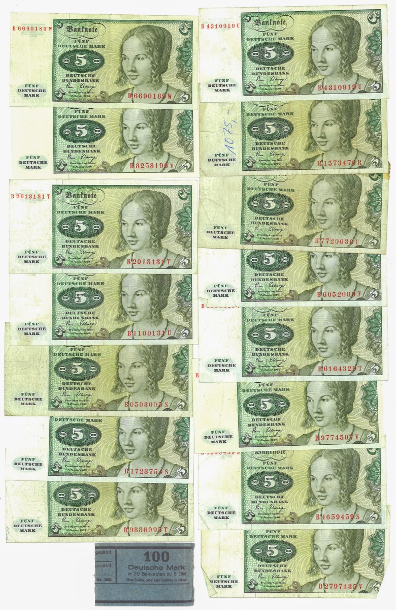 No reserve - Germany. lot 15 banknotes. Type 1963. - Very fine.