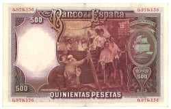 No reserve - Spain. 500 Pesetas. banknote. Type 1931. - Very fine +.