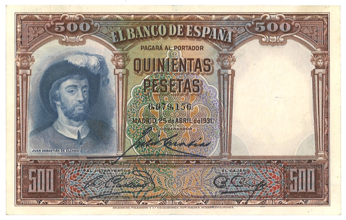 No reserve - Spain. 500 Pesetas. banknote. Type 1931. - Very fine +.