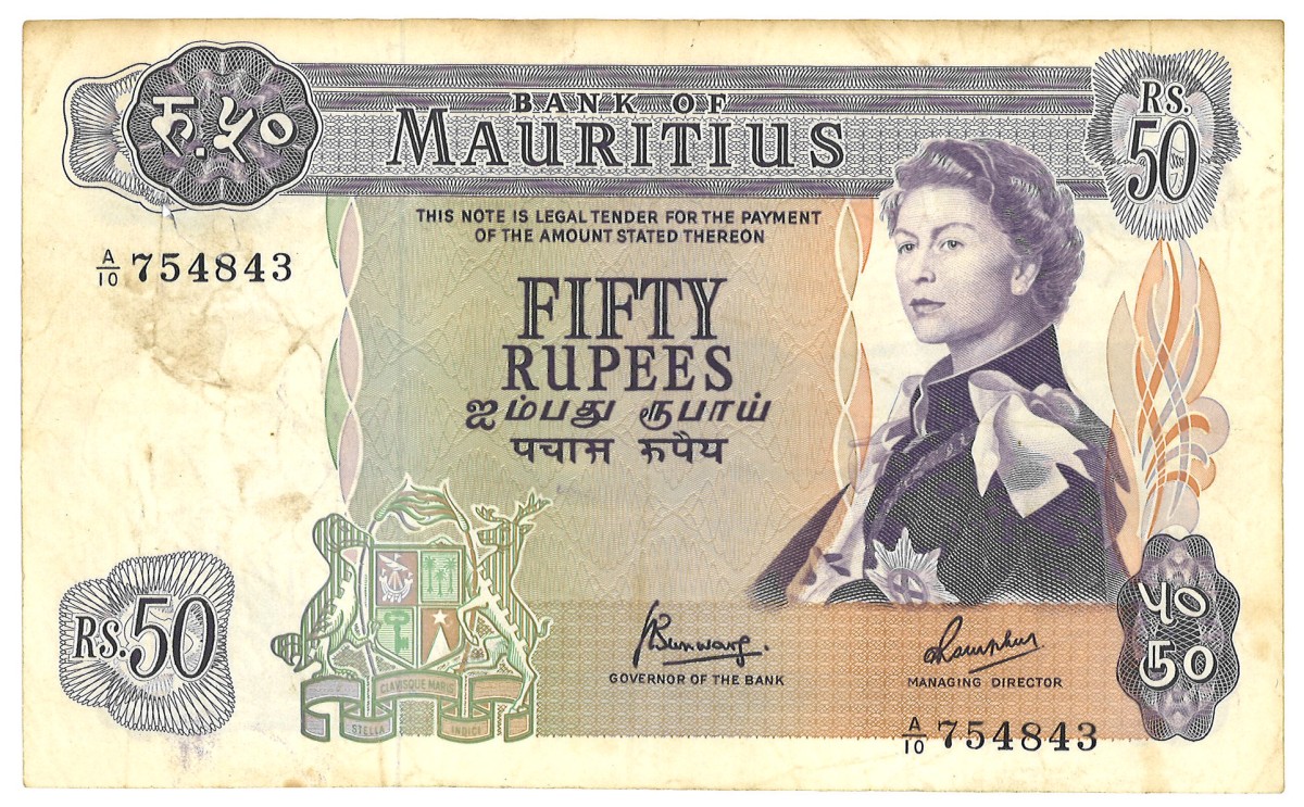 No reserve - Mauritius. 50 Rupees. banknote. Type ND. - Fine.