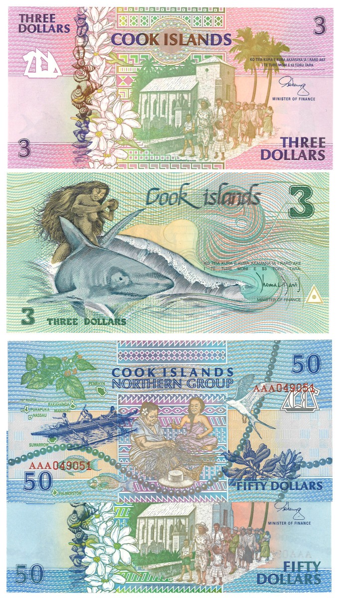 No reserve - Cook Islands. lot 4 banknotes. Type ND. - UNC.