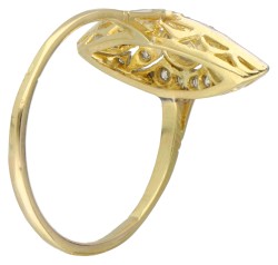 No Reserve - 14K Bicolour gouden Art Deco marquise ring bezet met ca. 0.20 ct. diamant.