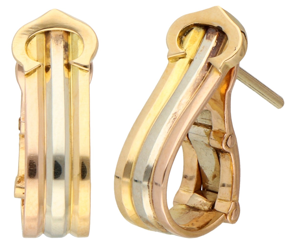 Cartier 'C de Cartier Trinity' 18K tricolour gouden oorstekers.