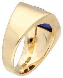 18K Geelgouden zegelring bezet met lapis lazuli.