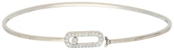 Messika 18K witgouden 'Move Uno Pavé Flex' armband bezet met diamant.