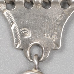 Horlogeketting met pillendoos-hanger, zilver.