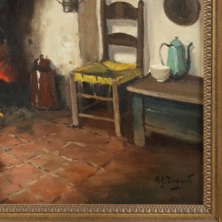 A.J. Zwart (Rijswijk 1903 - 1981 Laren NH), "Oud Brabants Binnenhuisje", / Hulsel NB.