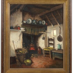 A.J. Zwart (Rijswijk 1903 - 1981 Laren NH), "Oud Brabants Binnenhuisje", / Hulsel NB.