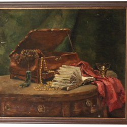 Onbekend, ca. 1900. Een stilleven met sieradenkistje.