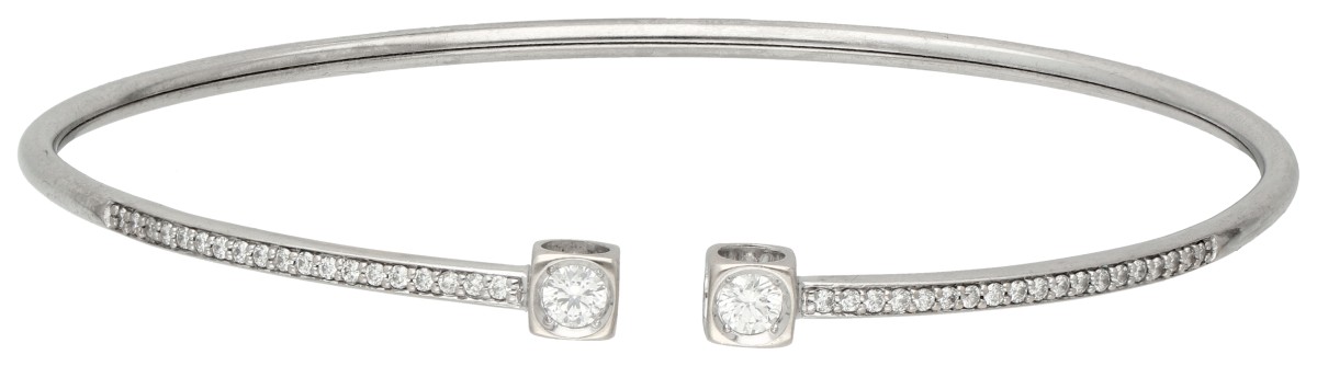 Dinh van 18K witgouden 'Le Cube' bangle armband bezet met ca. 0.35 ct. diamant.