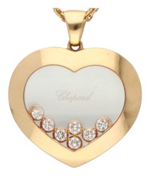 Chopard 18K roségouden Happy Diamonds hanger aan twee-rijig collier