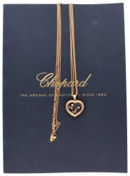 Chopard 18K roségouden Happy Diamonds hanger aan twee-rijig collier