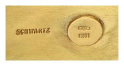 Modern 18K geelgouden gehamerde spang collier, gesigneerd Schwartz.