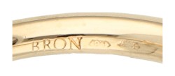 Bron 14K geelgouden 'Phlox' ring met gecultiveerde parel en diamant.