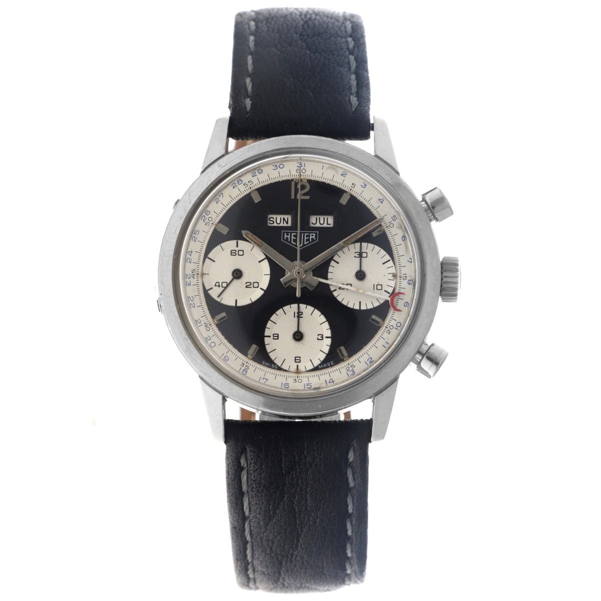 Heuer Carrera Dato 12 Triple Calendar 'Reverse Panda' 2547N - Herenhorloge - ca. 1965.