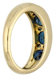 No Reserve - 14K Geelgouden ring bezet met ca. 1.60 ct. natuurlijke saffier en diamant.