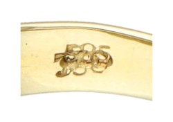 No Reserve - 14K Geelgouden vintage ring bezet met bloedkoraal en diamant.