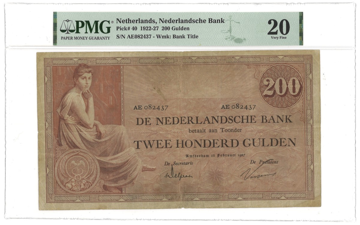 Nederland. 200 Gulden. Bankbiljet. Type 1921. - PMG 20