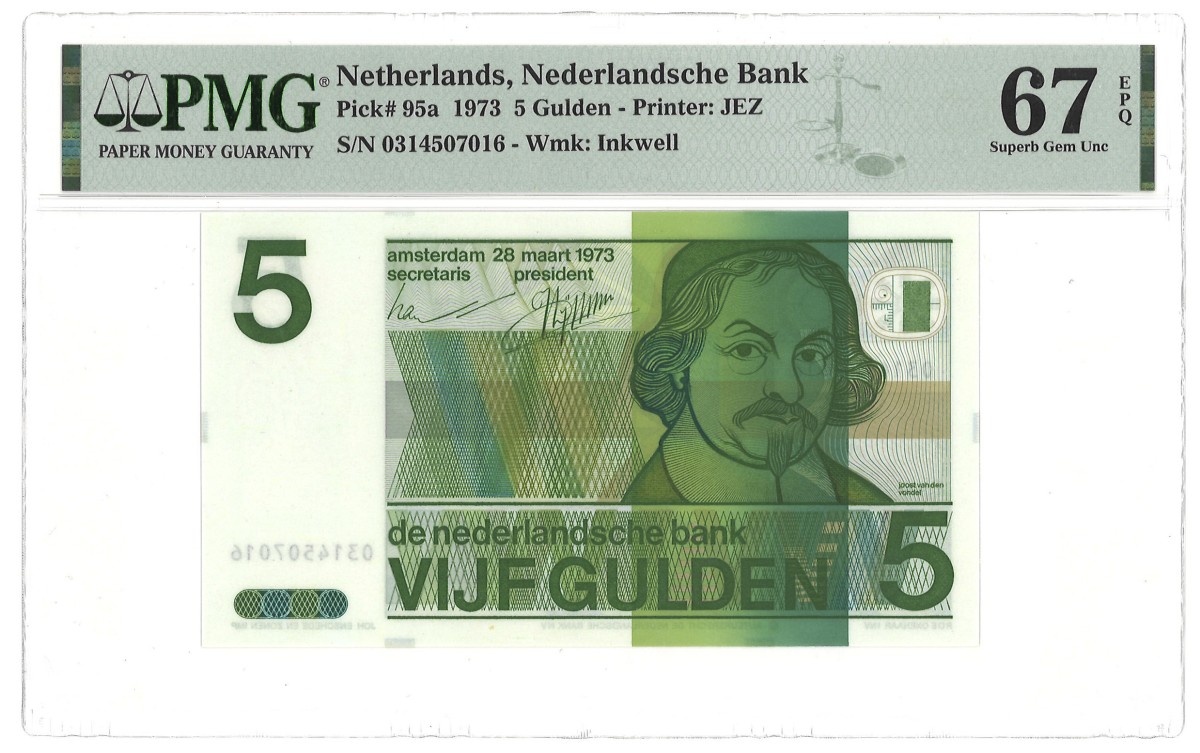 Nederland. 5 Gulden. Bankbiljet. Type 1973. - PMG 67EPQ