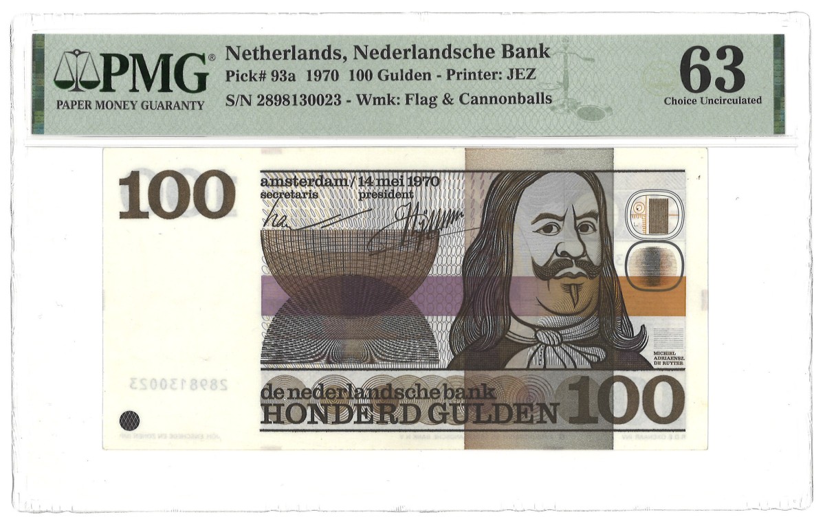 Nederland. 100 Gulden. Bankbiljet. Type 1970. - PMG 63