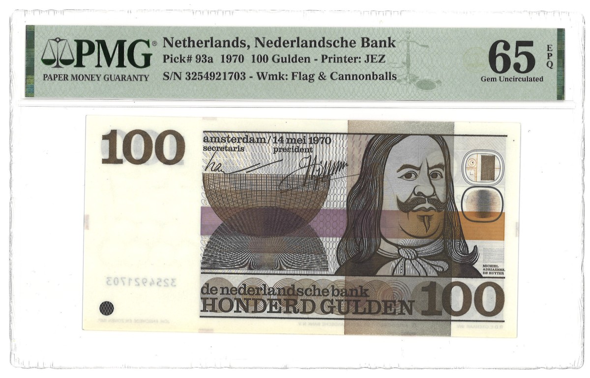Nederland. 100 Gulden. Bankbiljet. Type 1970. - PMG 65EPQ