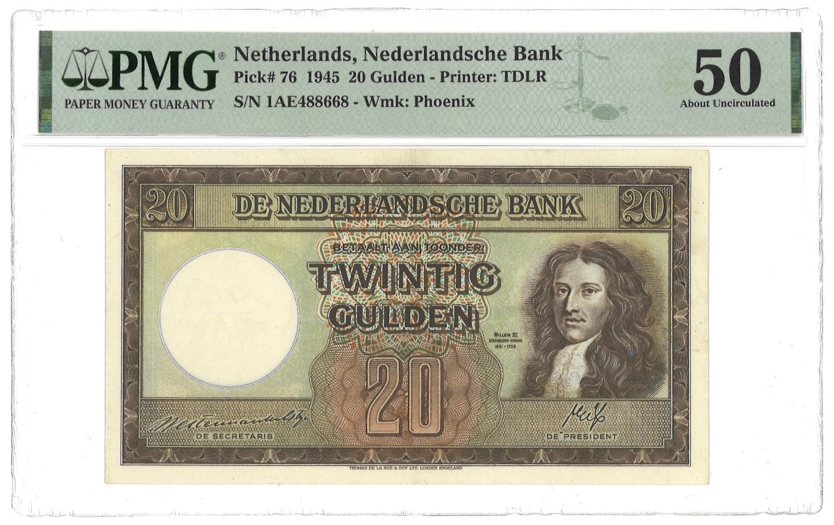 Nederland. 20 Gulden. Bankbiljet. Type 1945. - PMG 50